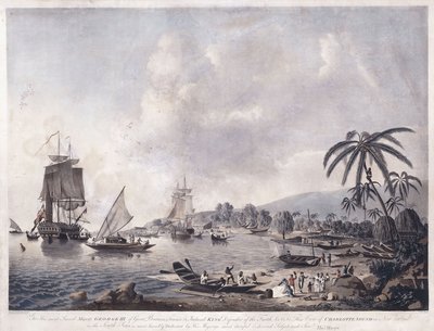 Uma vista da baía de Matavai, Tahiti, 1787 de John the Younger Cleveley