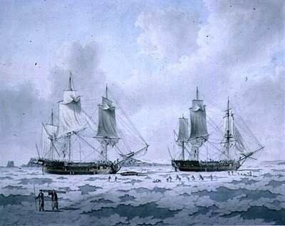 Expedição de Descoberta de Navios do Senhor Mulgraves incorporada no gelo nas regiões polares de John the Younger Cleveley