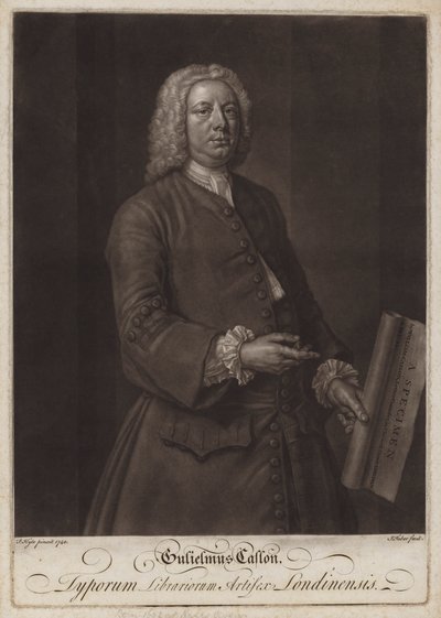 William Caslon, tipógrafo inglês (mezzotint) de John the younger Faber