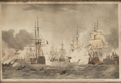 A Batalha do Nilo, c. 1800 de John william Edy