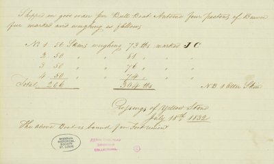 Nota de Johnson Gardner, Crossings of Yellow Stone, 18 de julho de 1832 de Johnson Gardner