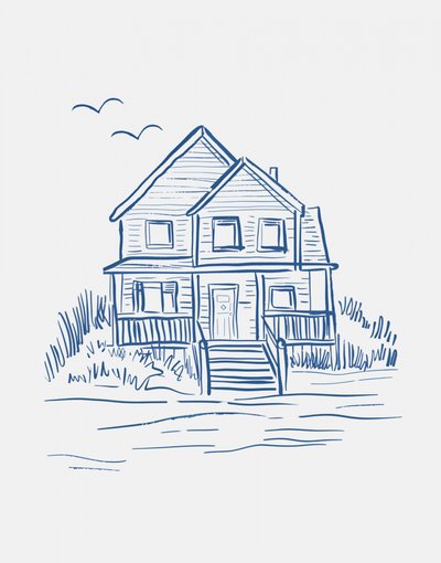 Desenho a linha da Casa Azul de Jolly and Dash