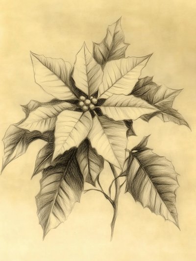 Desenho elegante de uma poinsétia de Jolly and Dash