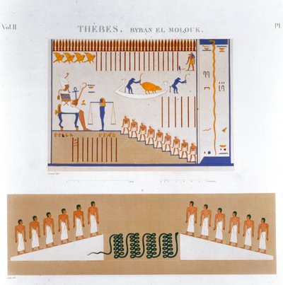 Ilustrações de afrescos de Byban el Molouk, Tebas, Egito, 1822 de Jomard