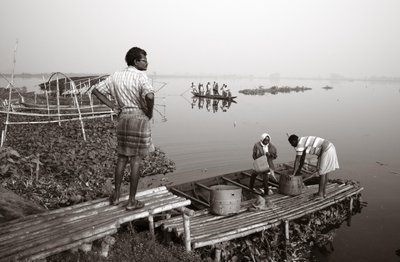 Pesca em zonas húmidas de Calcutá, 2016 (foto) de Jon Nicholson