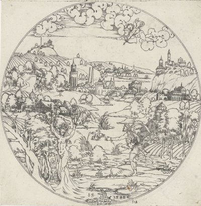 Apolo e Dafne Bottoms of Bowls: Landscapes with Bible and Mythological Representations (título da série) de Jonas Silber