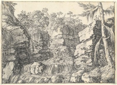 Uma cachoeira entre penhascos rochosos de Jonas Umbach