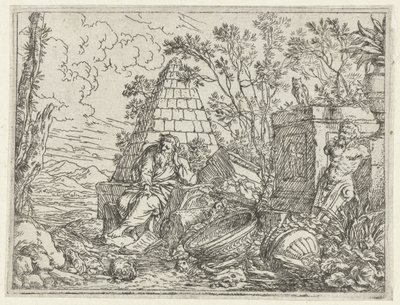 Democritus mediterend de Jonas Umbach
