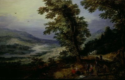 Estrada de montanha com viajantes de Joos de Momper II