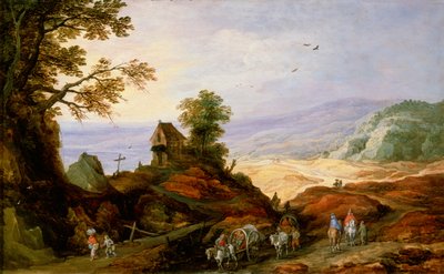 Paisagem com uma capela em uma colina, finais do século XVI ou XVII de Joos de Momper the younger
