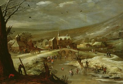 Campo com patinadores de Joos or Josse de Momper