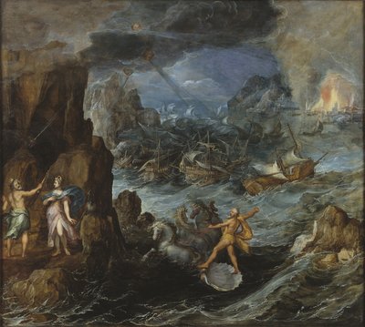 Naufrágio da Frota Grega na Casa da Viagem de Tróia, c.1585-90 de Joos or Josse de Momper