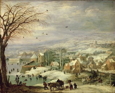 Paisagem da Aldeia no Inverno, c.1615-20 (óleo sobre cobre de Joos or Josse de Momper