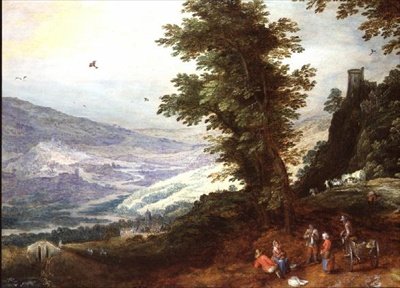 Paisagem extensiva com camponeses de Joos or Josse de The Younger Momper