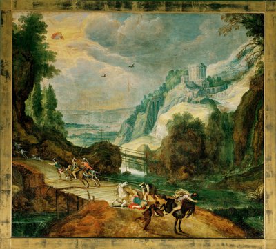 Paisagem com a conversão de S. Paulo (pintura sobre tela) de Joos or Josse de The Younger Momper
