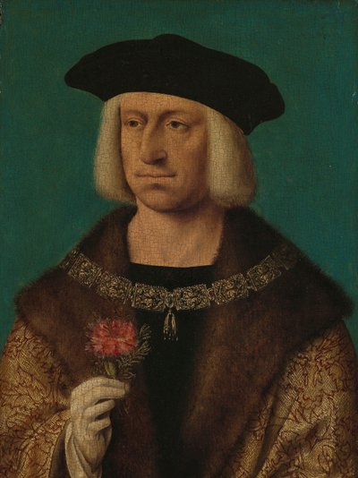 Retrato de Maximiliano I (1459-1519)
Maximiliano I (1459-1519), Imperador do Sacro Império Romano de Joos van Cleve (workshop of)