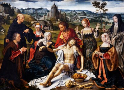 Deposição de Cristo, detalhe do Altar da deposição da Igreja dos Frades Menores em Gênova, c.1520 de Joos van Cleve