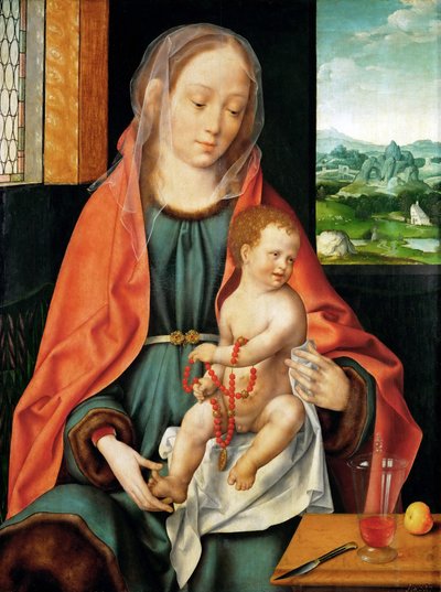Arte Neerlandesa Primitiva : The Virgin and Child par Cleve, Joos van (ca. 1485-1540), ca. 1530. Óleo sobre madeira, 74,3x56. Museu de História de Arte, Vienne de Joos van Cleve