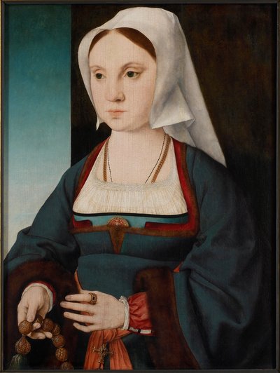 Retrato de uma jovem com um rosário, 1514-1519. de Joos van Cleve