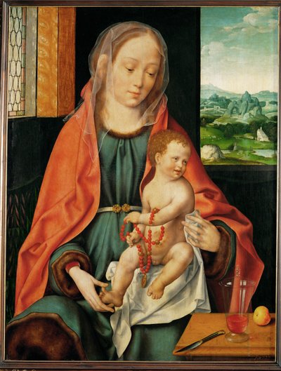 Santa Maria com o menino (pintura sobre madeira de carvalho) de Joos van Cleve