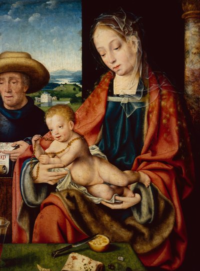 A Sagrada Família (óleo sobre madeira) de Joos van Cleve