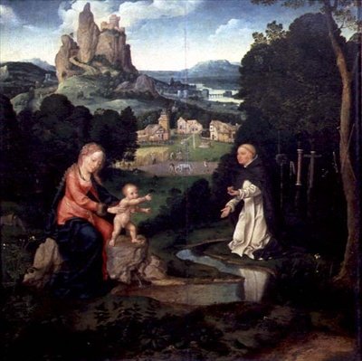 A Virgem e o Menino Jesus com um Frade Dominicano, c.1515-18 (óleo sobre painel) de Joos van Cleve