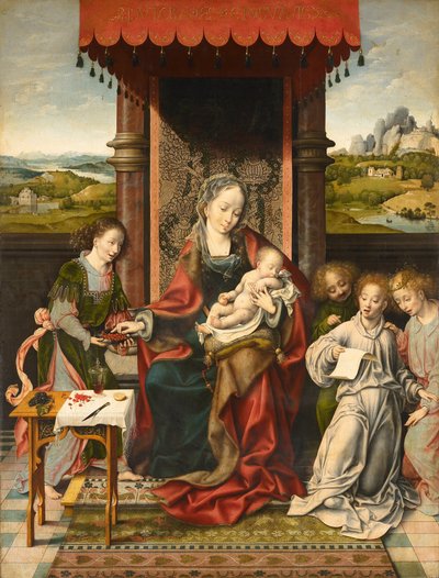 Virgem e Menino com anjos de Joos van Cleve