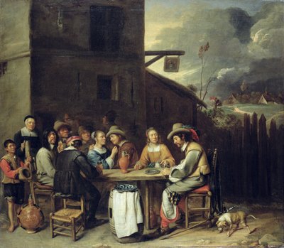 Companheiros Carousing na frente de uma taberna, 1640-50 de Joos van Craesbeeck