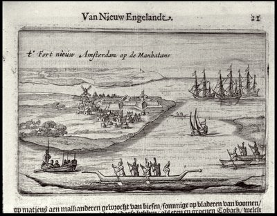 Vista de New Amsterdam, 1626-28 (gravura em cobre) de Joost Hartgers