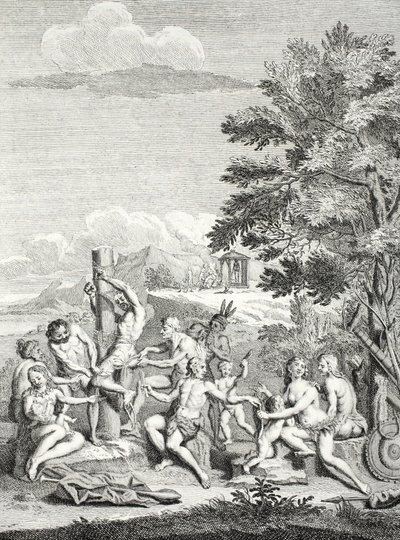 Sacrifício Humano, de &39;Travel History of Southern America&39;, 1752 de Jorge and Ulloa, Antonio de Juan y Santacilia
