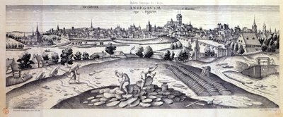 Uma pedreira de ardósia em Angers, 1561 de Joris Hoefnagel