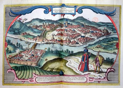 Budapeste, durante a ocupação turca, de "Le Theatre du Monde", de Georg Braun (1541-1622), publicada por Jan Jansson, Amsterdã, 1657 de Joris Hoefnagel