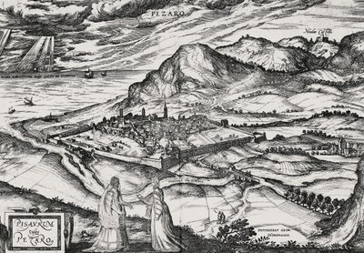 Cidade de Pesaro, gravura de Joris Hoefnagel (1542-1601) de Joris Hoefnagel