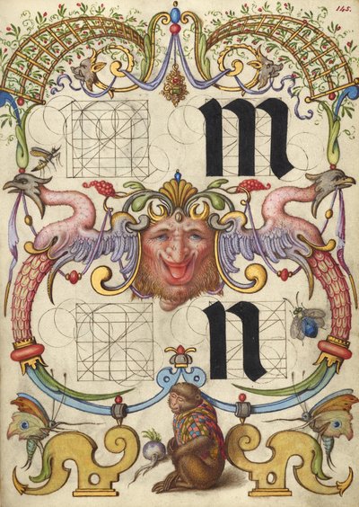 Guia para construir as letras m e n de Joris Hoefnagel