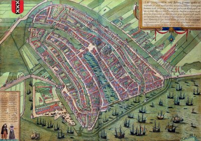 Mapa de Amsterdam, de &39;Mundo&39; pela Braun (1541-1622) e Frans Hogenberg (1535-1590), c.1572 de Joris Hoefnagel