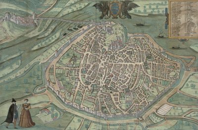 Mapa de Avignon, de &39;Civitates Orbis Terrarum&39; por Georg Braun (1541-1622) e Frans Hogenberg, c.1572 (gravura a cores) de Joris Hoefnagel
