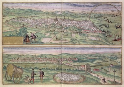 Mapa de Barcelona, a partir de &39;Mundo&39; pela Braun (1541-1622) e Franz Hogenbergh (1535-1590), 1567 de Joris Hoefnagel