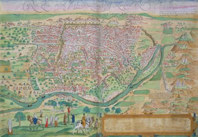 Um mapa do Cairo, de &39;Mundo&39; pela Braun (1541-1622) e Franz Hogenbergh (1535-1590), c.1572 de Joris Hoefnagel