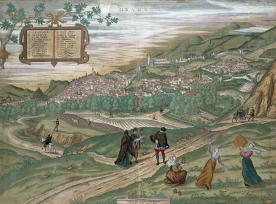 Mapa de Granada, de &39;Civitates Orbis Terrarum&39;, volume I número 4, de Georg Braun (1541-1622) e Frans Hogenberg (1535-90), 1565 de Joris Hoefnagel