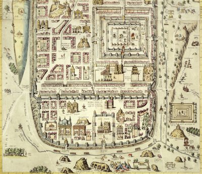 Mapa de Jerusalém e da área circundante, de &39;Civitates Orbis Terrarum&39; por Georg Braum (1541-1622) e Frans Hogenberg (1535-90) c.1572-1617 (ver 138905) de Joris Hoefnagel