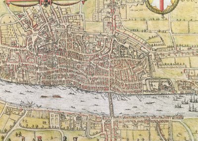 Mapa de Londres, de &39;Mundo&39;, por Braun (1542-1622) e Frans Hogenberg (1635-1690), c.1572 de Joris Hoefnagel