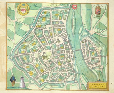 Mapa de Maastricht, de &39;Mundo&39; pela Braun (1541-1622) e Franz Hogenbergh (1535-1590) c.1572-1617 de Joris Hoefnagel