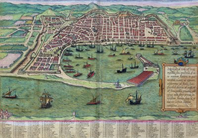 Mapa de Messina, de &39;Mundo&39; pela Braun (1541-1622) e Franz Hogenbergh (1535-1590), c.1572 de Joris Hoefnagel