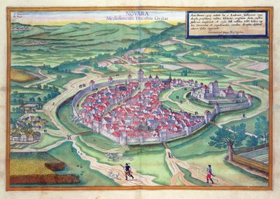 Mapa de Novara, de &39;Mundo&39; pela Braun (1541-1622) e Franz Hogenbergh (1535-1590) c.1572-1617 de Joris Hoefnagel