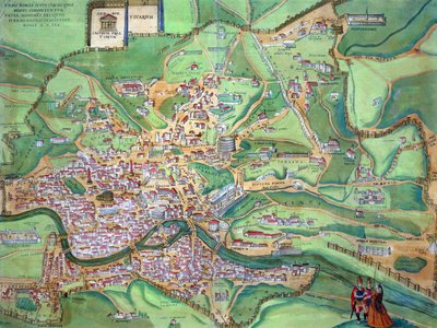 Mapa de Roma, de &39;Civitates Orbis Terrarum&39; por Georg Braun (1541-1622) e Frans Hogenberg (1535-90), 1570 de Joris Hoefnagel