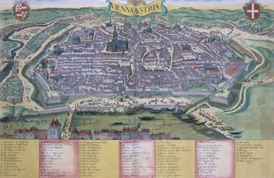 Mapa de Viena, de &39;Civitates Orbis Terrarum&39; por Georg Braun (1541-1622) e Frans Hogenberg (1535-90) c.1572-1617 de Joris Hoefnagel