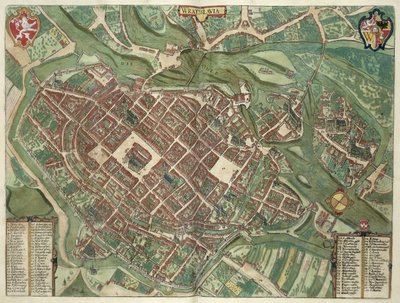 Mapa de WRATISLAVA Bresslaw, de &39;Civitates Orbis Terrarum&39; por Georg Braun (1541-1622) e Frans Hogenberg (1535-90) c.1572-1617 de Joris Hoefnagel