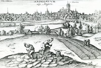 Pedreira de ardósia em Angers, 1561 de Joris Hoefnagel