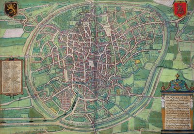 Plano de cidade de Bruxelas, de &39;Civitates Orbis Terrarum&39; por Georg Braun (1542-1622) e Frans Hogenburg (1635-90), c.1572 de Joris Hoefnagel