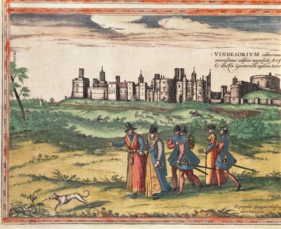 Vista do Castelo de Windsor, de &39;Civitates Orbis Terrarum&39; por Georg Braun (1541-1622) e Frans Hogenberg (1535-90) 1599 de Joris Hoefnagel